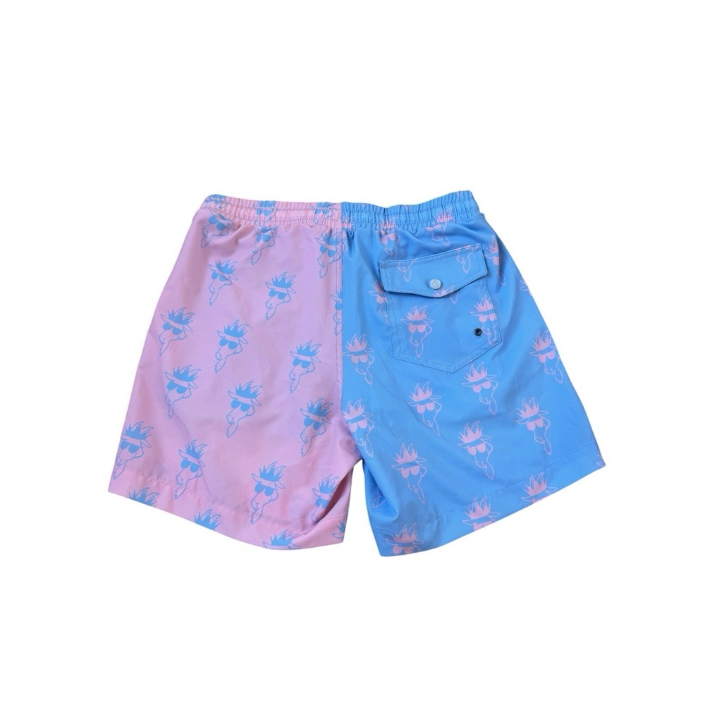 Goat USA Boy's Swim Shorts Blue Pink Cotton Candy Colorblock Swim Shorts Large - Picture 4 of 6